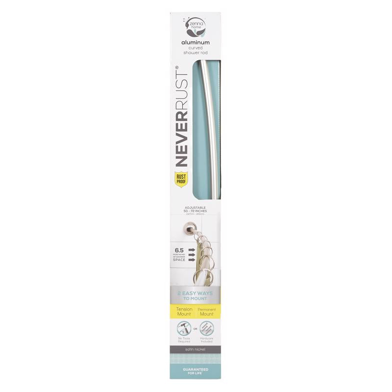 ZENNA HOME - Zenna Home NeverRust Adjustable Curved Shower Rod 72 in. L Satin Nickel Silver