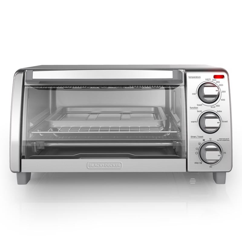 BLACK+DECKER - Black+Decker Stainless Steel Silver Toaster Oven 9.33 in. H X 11.97 in. W X 17.2 in. D