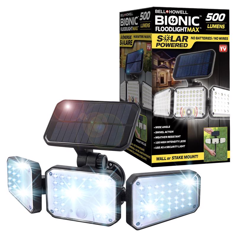 BELL & HOWELL - Bell & Howell Bionic Motion-Sensing Solar Powered LED Black Floodlight