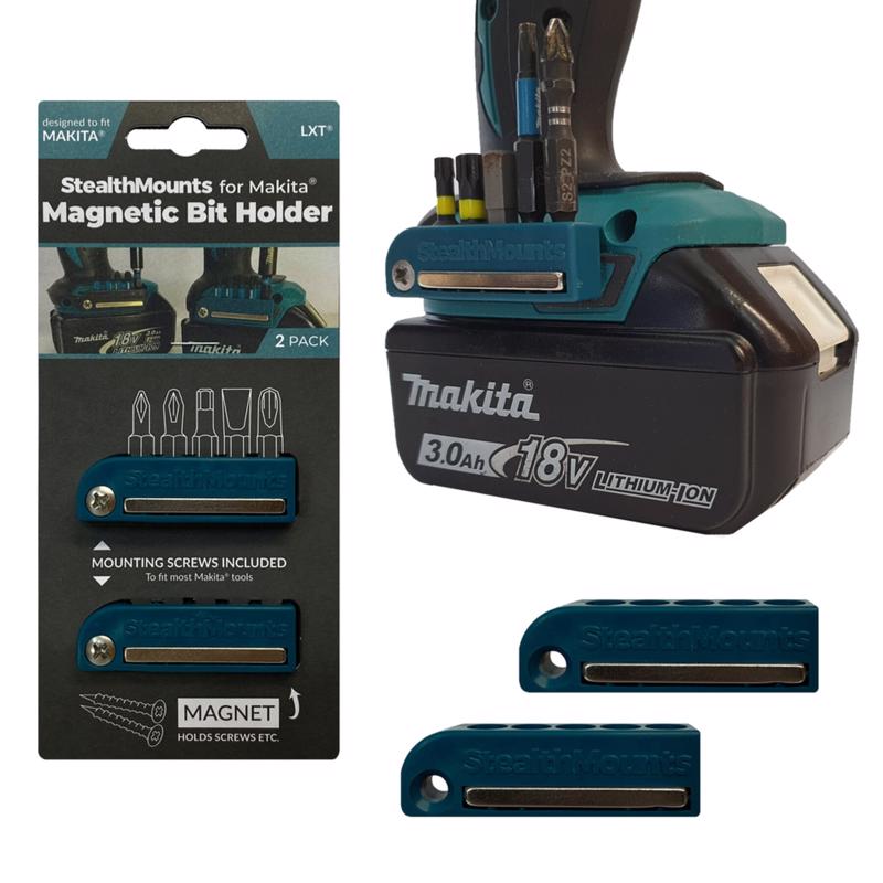 STEALTHMOUNTS - StealthMounts Bit Holders Compatible with Makita LXT; Blue ABS Magnetic Bit Holder 2 pk