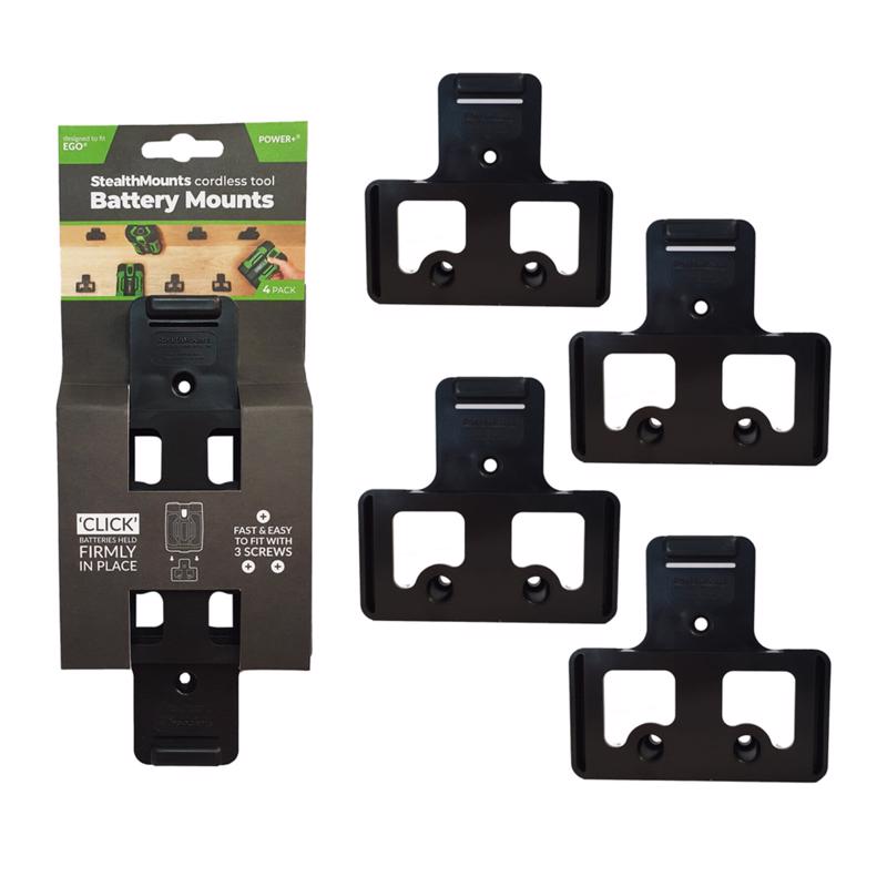 STEALTHMOUNTS - StealthMounts Battery Mounts Compatible with Ego; Black ABS Battery Holder 4 pk