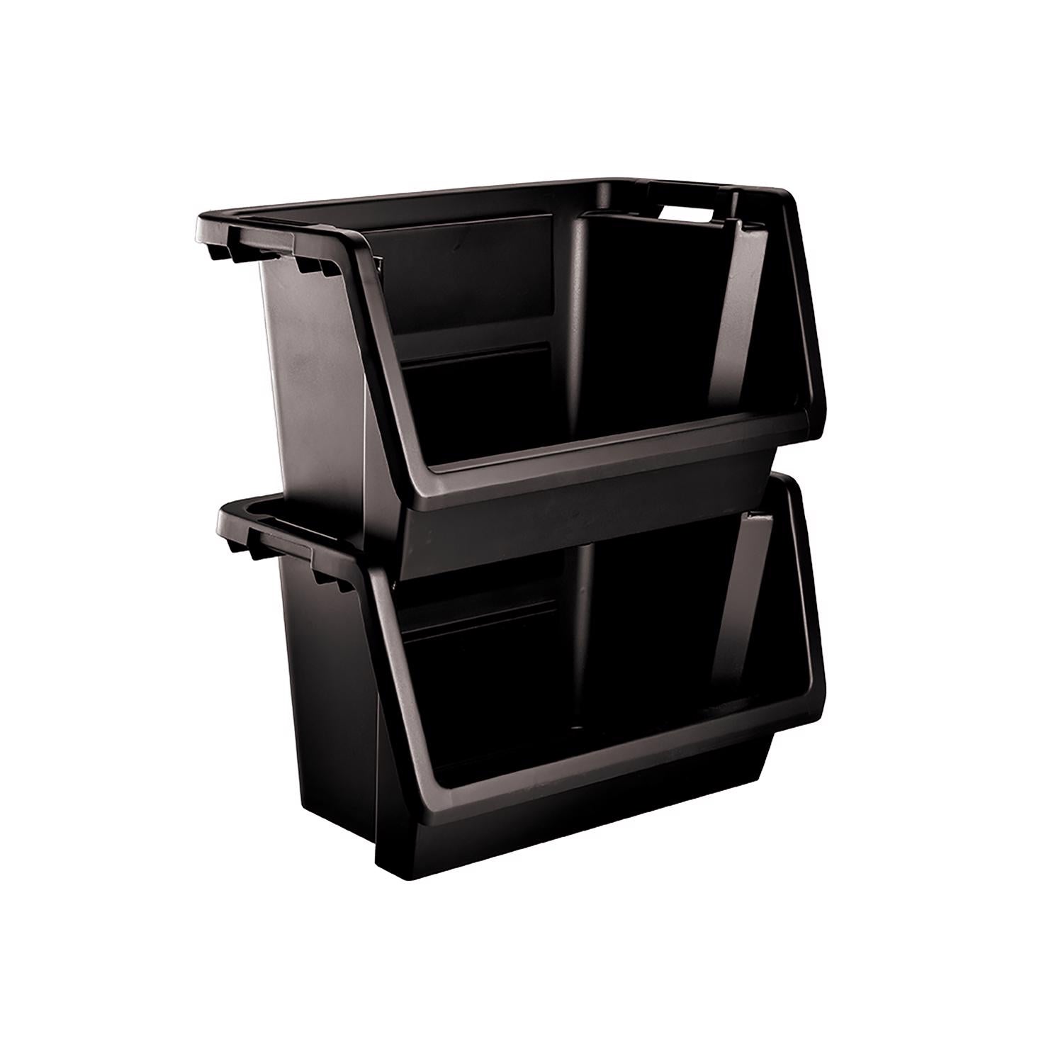 Starplast Black Storage Bin 14.4 in. H X 15.6 in. W X 28 in. D Stackable - Case of 4