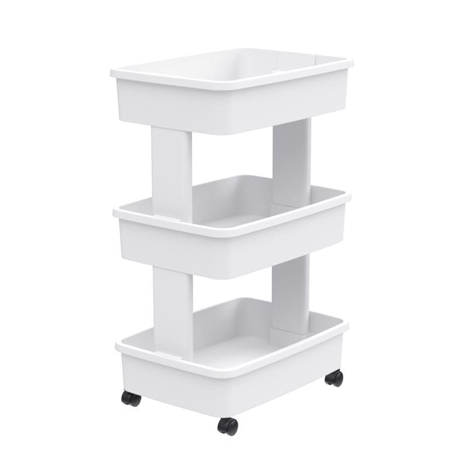 Starplast White Storage Tote w/Wheels 27.2 in. H X 12.5 in. W X 17.4 in. D - Case of 2