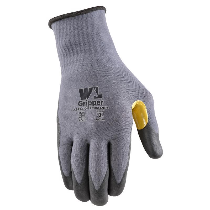 WELLS LAMONT - Wells Lamont Men's Indoor/Outdoor Gripper Grip Gloves Gray/Yellow M 1 pair
