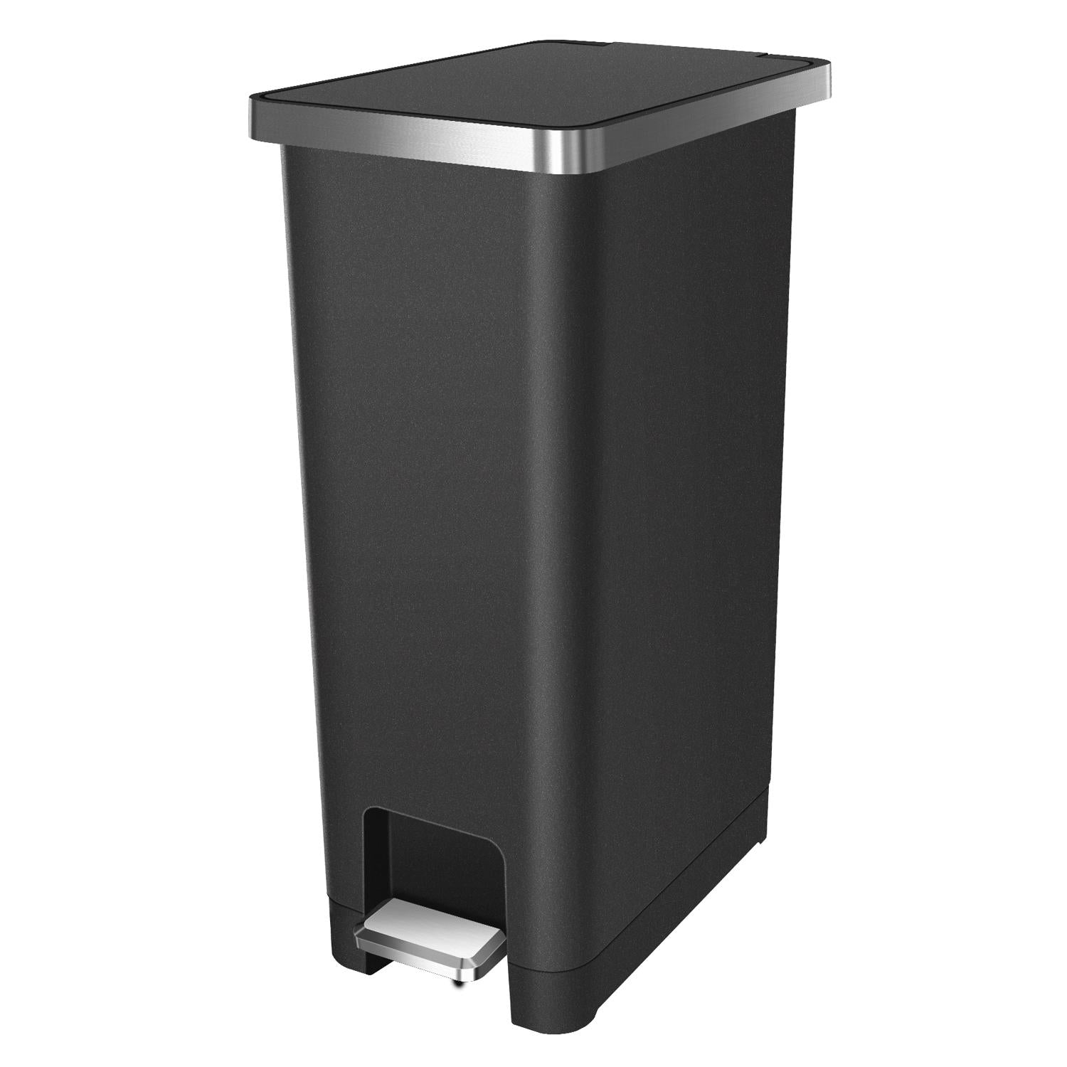 EKO Hana Slim 11.9 gal Black Plastic Step Pedal Trash Can - Case of 2
