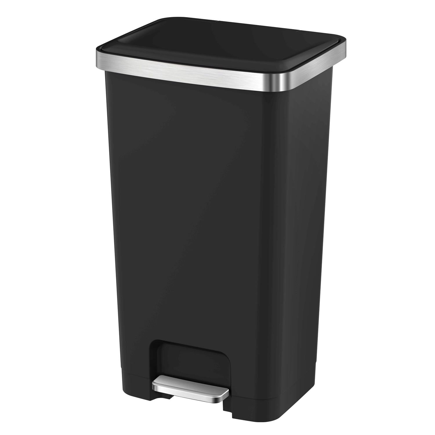 EKO Hana 11.9 gal Black Plastic Step Pedal Trash Can - Case of 2