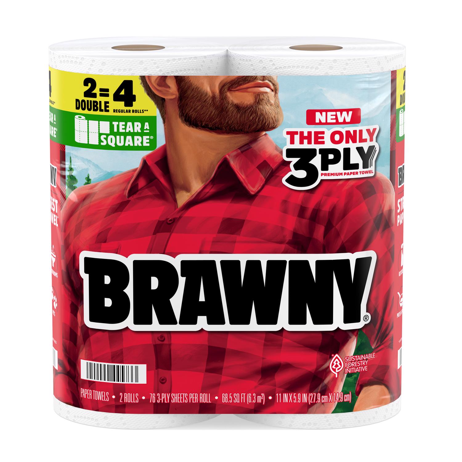 Brawny Tear-A-Square Paper Towels 76 sheet 3 ply 2 pk - Case of 12