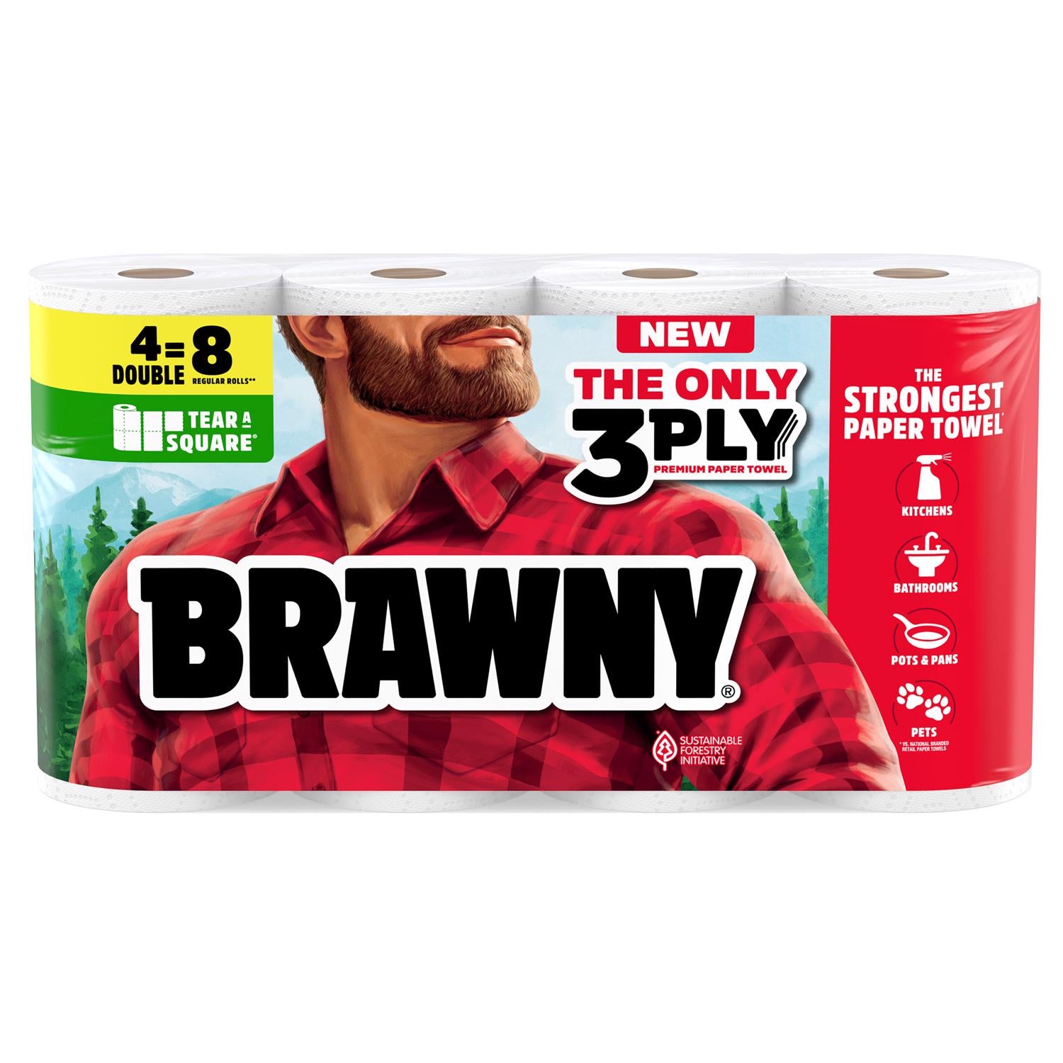 Brawny Tear-A-Square Paper Towels 76 sheet 3 ply 1 pk - Case of 6