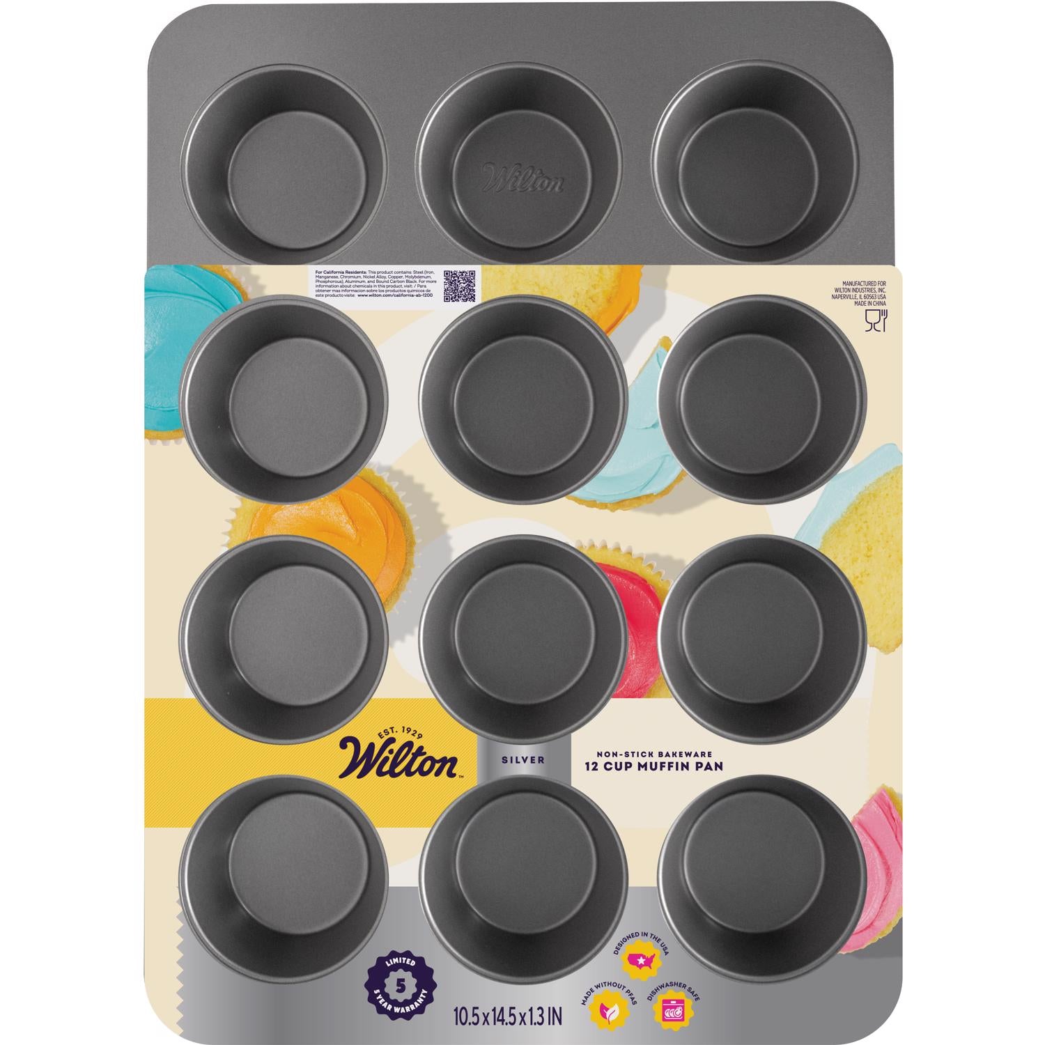 Wilton Silver 15 in. W X 11 in. L Muffin Pan Black 1 pc