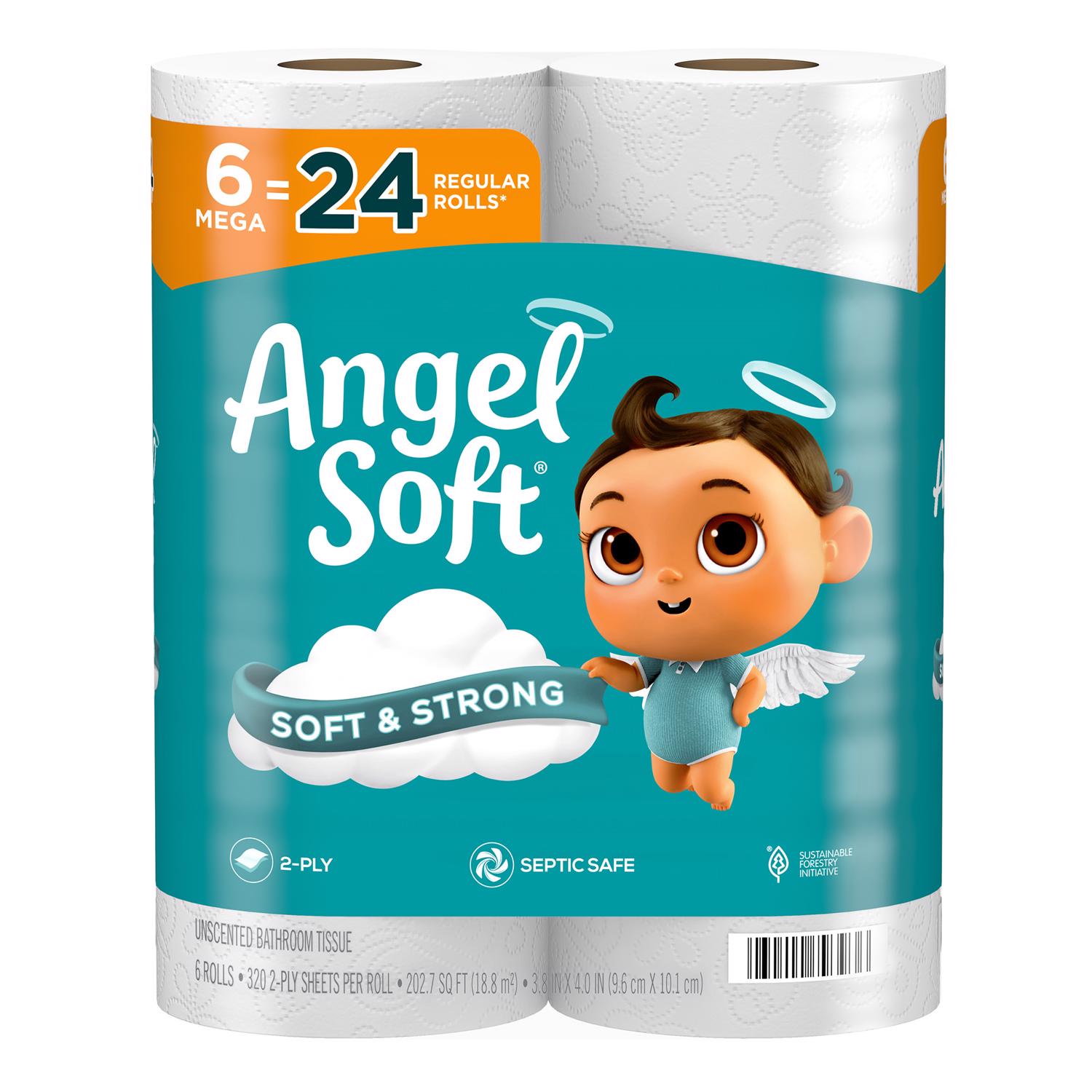 Angel Soft Toilet Paper 6 Rolls 320 sheet 1280 in. - Case of 6