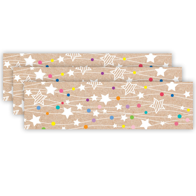 CREATIVE TEACHING PRESS - Krafty Pop Colorful Kraft Stars on Strings EZ Border, 48 Feet Per Pack, 3 Packs