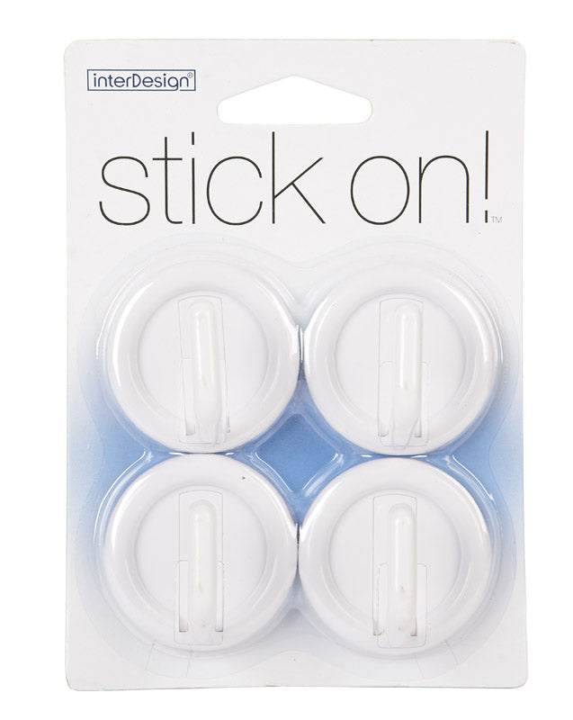 IDESIGN - iDesign 1 in. L White Plastic Small stick on Hook 4 pk