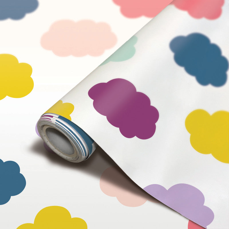 TEACHER CREATED RESOURCES - Peel and Stick Decorative Paper Roll, 17-1/2" x 10 ft, Oh Happy Day Clouds