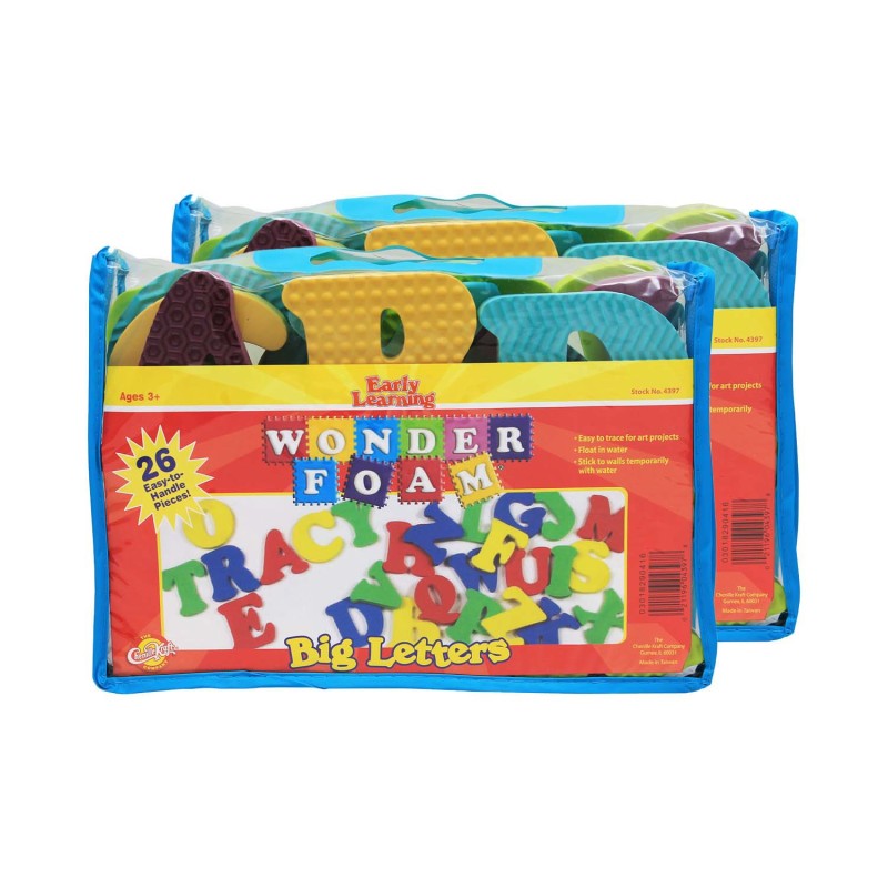 WONDERFOAM - Big Letters, Assorted Colors, Assorted Sizes, 26 Per Pack, 2 Packs