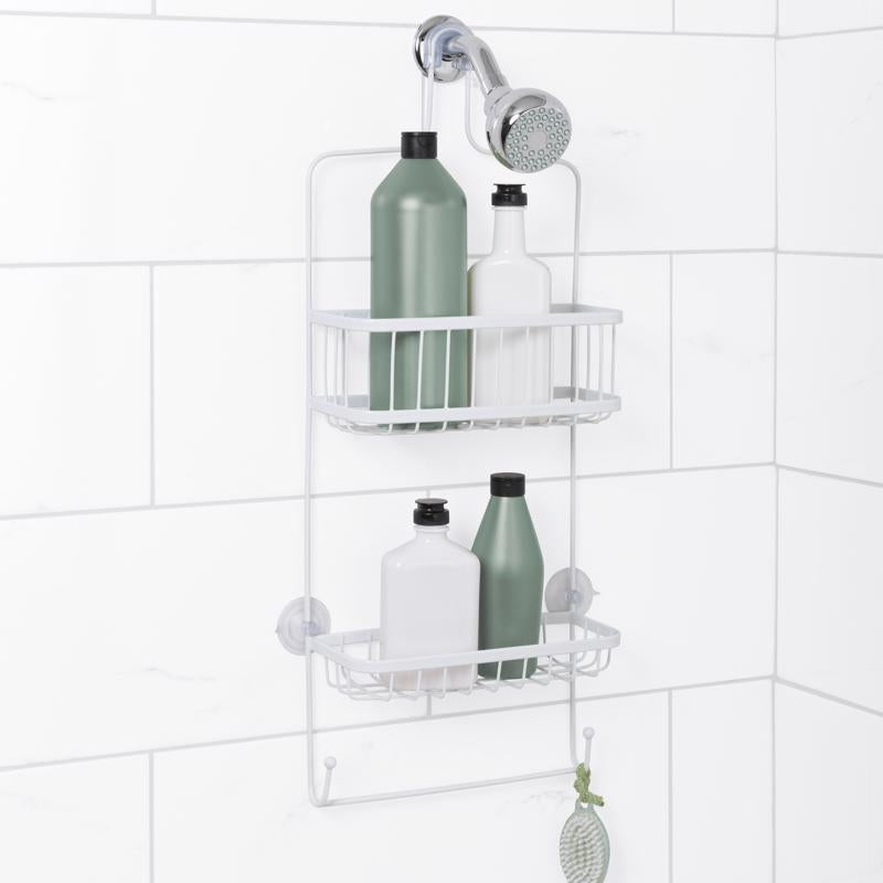 ZENITH METAL - Zenna Home 26.13 in. H X 10.38 in. W X 4.13 in. L Chrome White Shower Caddy