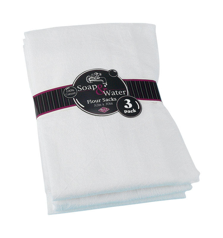 RITZ - Ritz White Cotton Solid Flour Sack Towel 3 pk - Case of 3