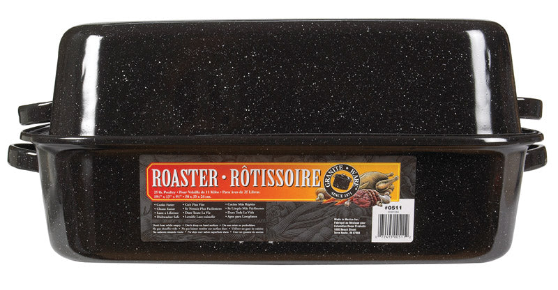 COLUMBIAN HOME - Granite Ware Porcelain Enamel Covered Roaster 25 lb Black - Case of 3