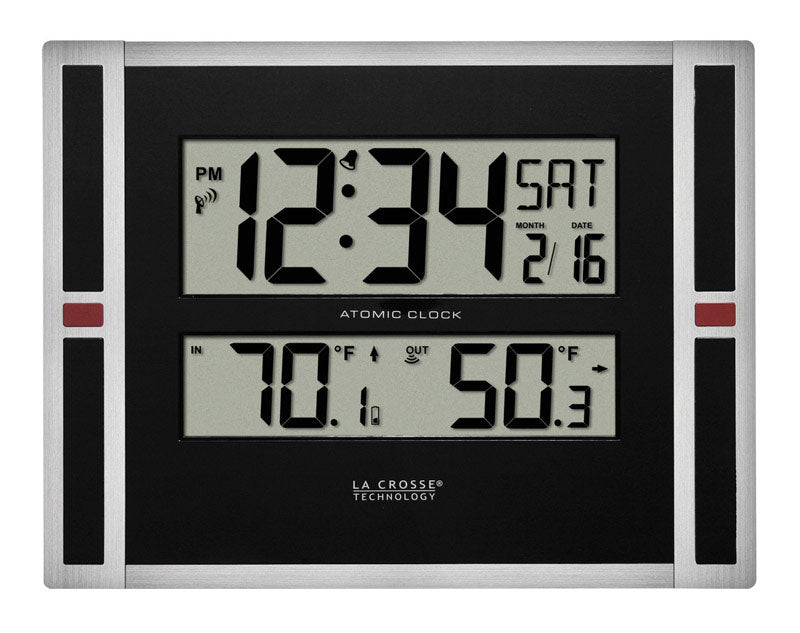 LA CROSSE TECHNOLOGY - La Crosse Technology 11 in. L X 1.10 in. W Indoor and Outdoor Contemporary Digital Atomic Wall Clock