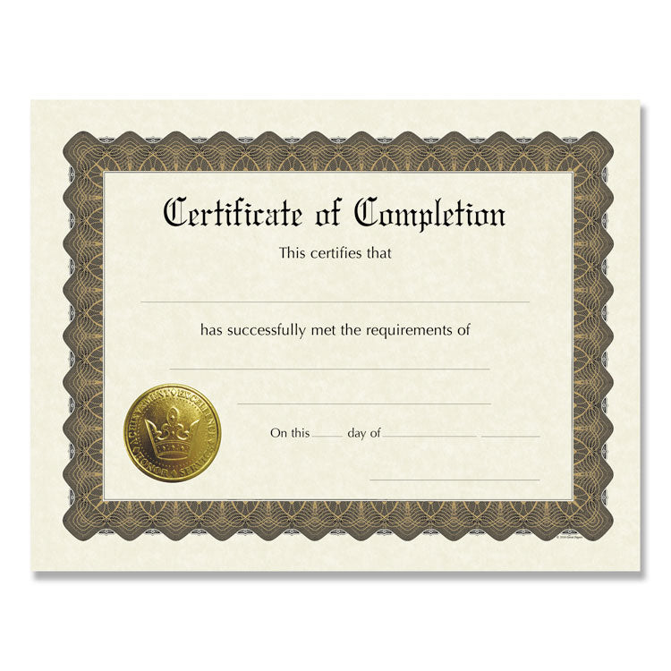 Great Papers! - Ready-to-Use Certificates, Completion, 11 x 8.5, Ivory/Brown/Gold Colors with Brown Border, 6/Pack