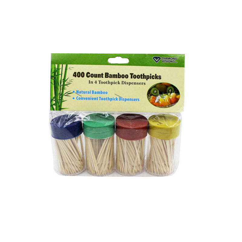 DIAMOND VISIONS - Diamond Visions Bamboo Toothpicks with Containers - Case of 24