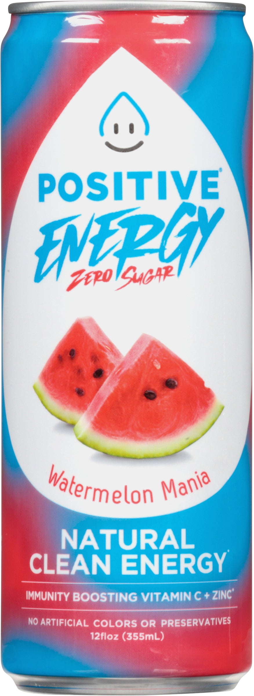 Positive Beverage Energy Zero Sugar Watermelon Mania Sparkling Water 12 fl oz - Case of 12