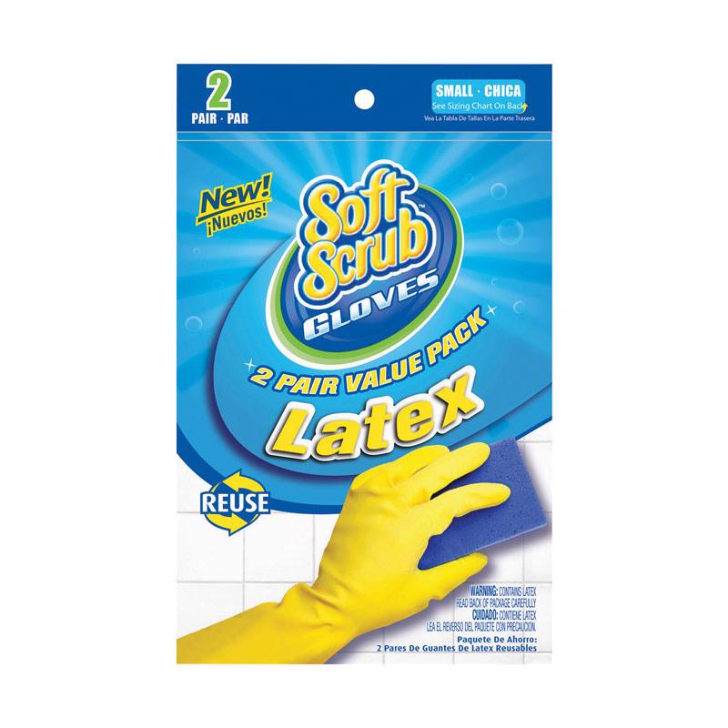SOFT SCRUB - Soft Scrub Latex Cleaning Gloves S Yellow 2 pair - Case of 6
