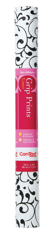 CON-TACT - Con-Tact Grip Prints 4 ft. L X 18 in. W Virtu Black Non-Adhesive Shelf Liner - Case of 6