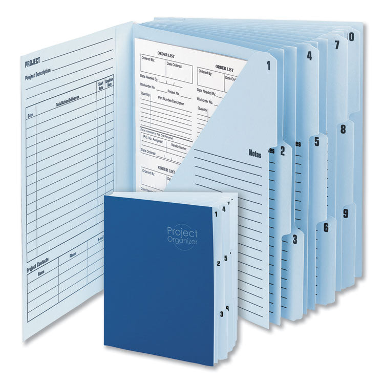 Smead - 10-Pocket Project Organizer with Indexed Tabs (1-10), 10 Sections, Unpunched, 1/3-Cut Tabs, Letter Size, Lake Blue/Navy Blue