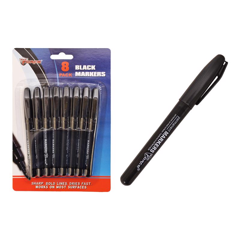 DIAMOND VISIONS - Diamond Visions Max Force Black Felt Tip Permanent Marker 8 pk - Case of 48