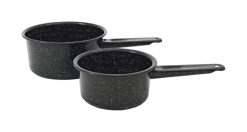 COLUMBIAN HOME - Granite Ware Ceramic Over Steel Sauce Pan Set Black