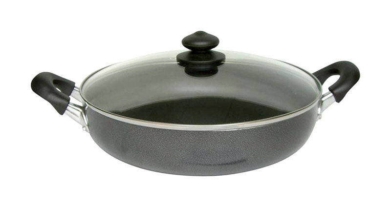 BENE CASA - Bene Casa Aluminum Casserole with lid 12 in. 5.2 qt Black
