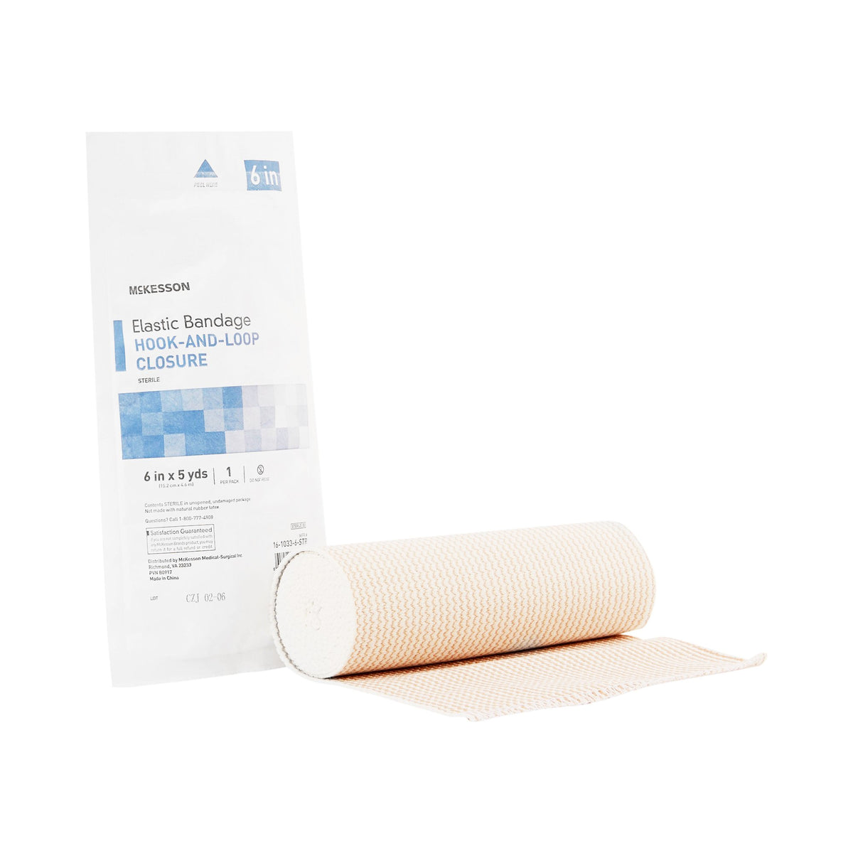 McKesson Brand - Elastic Bandage McKesson 6 Inch X 5 Yard Single Hook and Loop Closure Tan Sterile Standard Compression [1/EA]