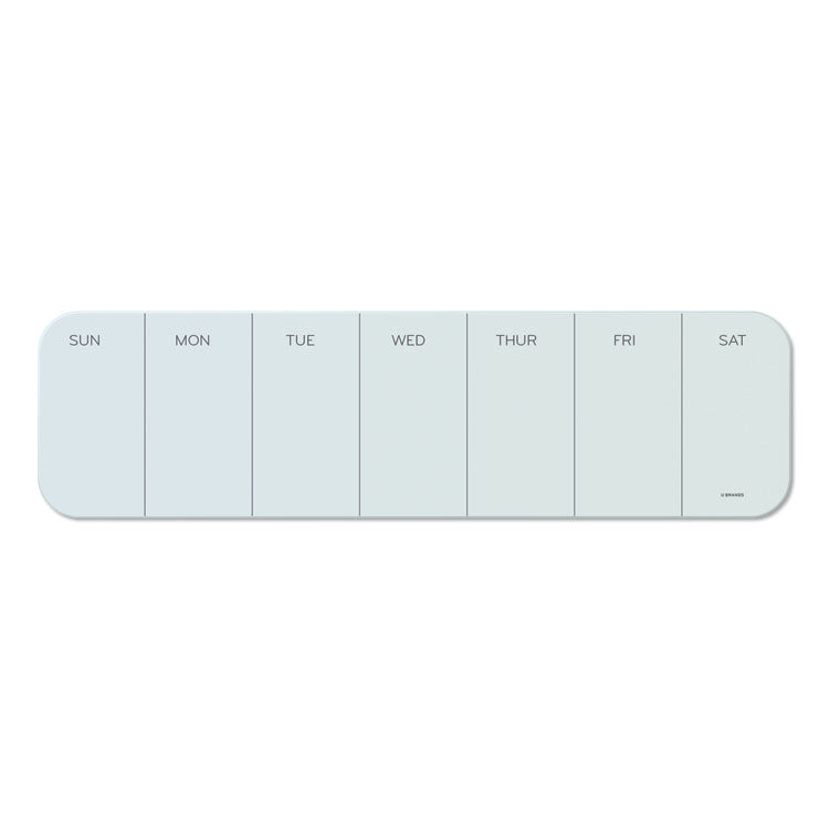 U Brands - Cubicle Glass Dry Erase Board, Undated One-Week, 20 x 5.5, White Surface