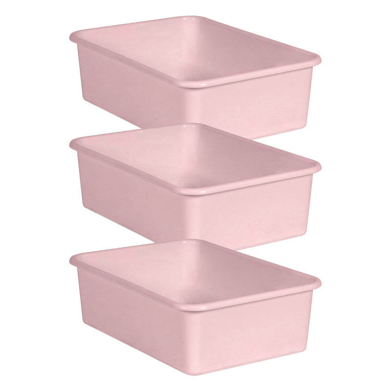 TEACHER CREATED RESOURCES - Blush Large Plastic Storage Bin, Pack of 3