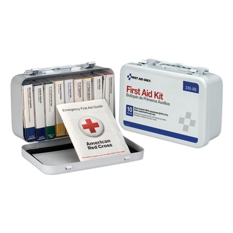 First Aid Only - Unitized First Aid Kit for 10 People, 65 Pieces, OSHA/ANSI, Metal Case