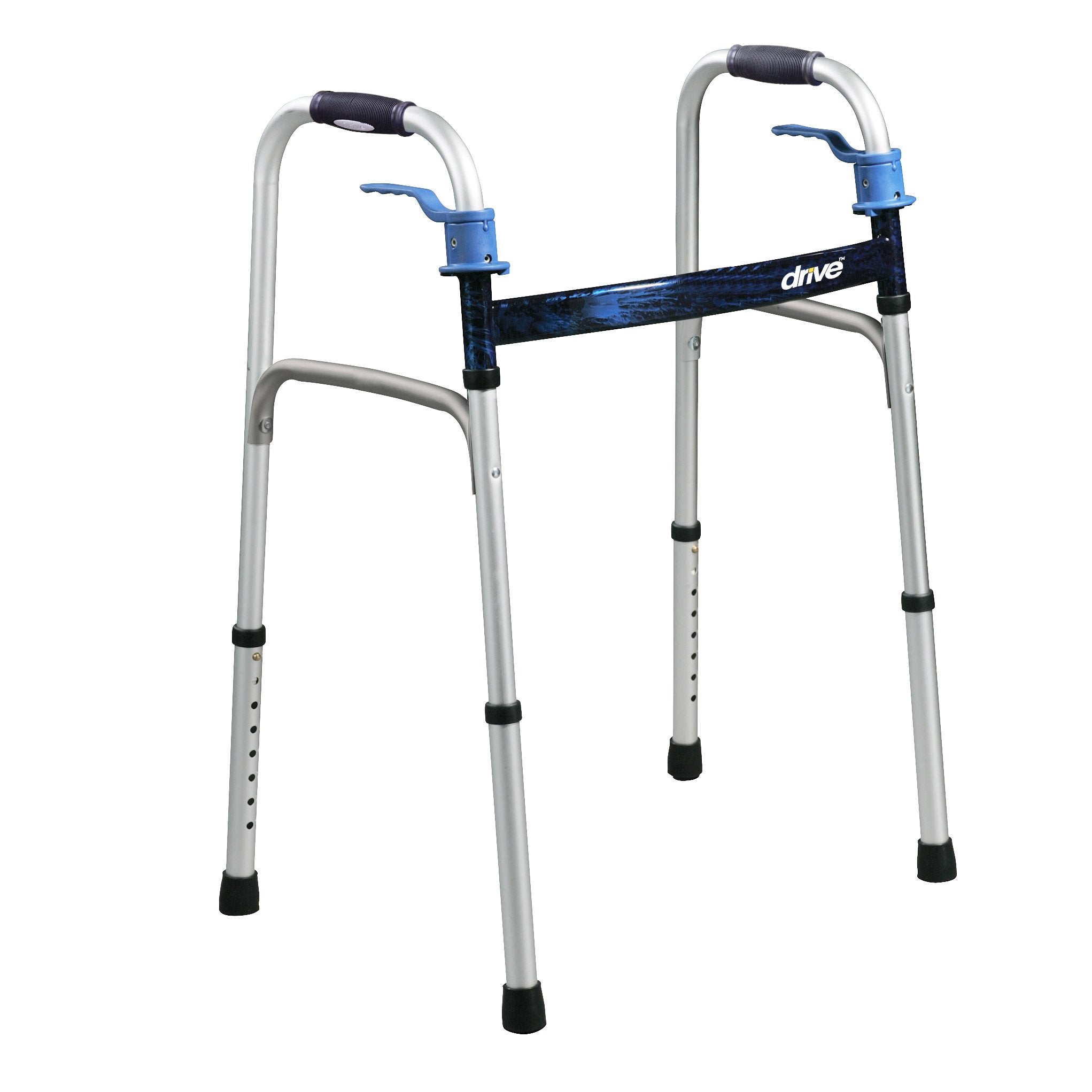 Drive Medical - Dual Trigger Release Folding Walker Adjustable Height drive™ Deluxe Aluminum Frame 350 lbs. Weight Capacity 32 to 39 Inch Height [4/CS]