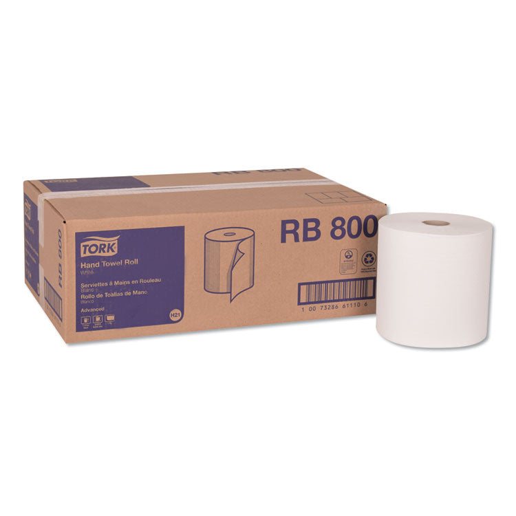 Tork - Advanced Hardwound Roll Towel, 1-Ply, 7.88" x 800 ft, White, 6 Rolls/Carton