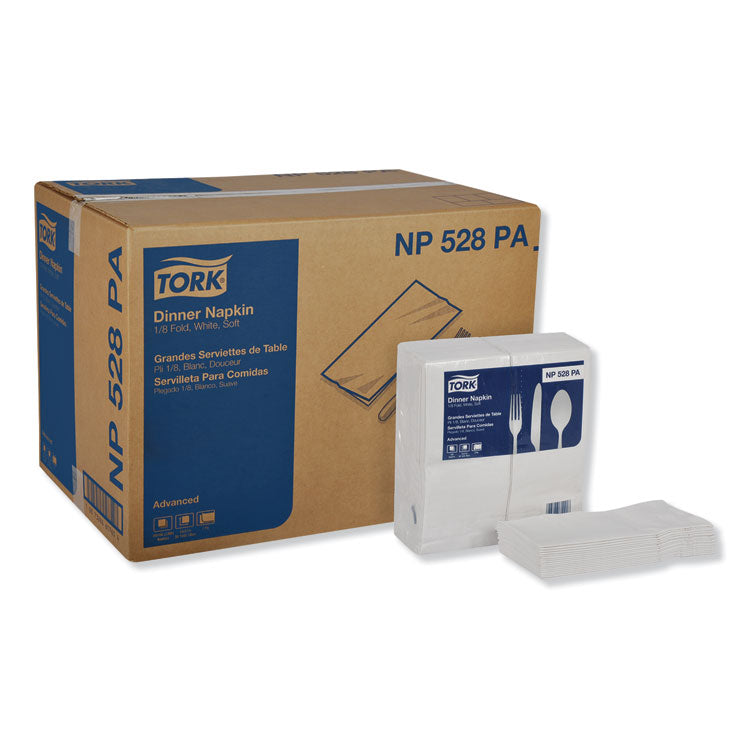 Tork - Advanced Dinner Napkins, 2-Ply, 15" x 17", 1/8 Fold, White, 100/PK, 28 PK/CT