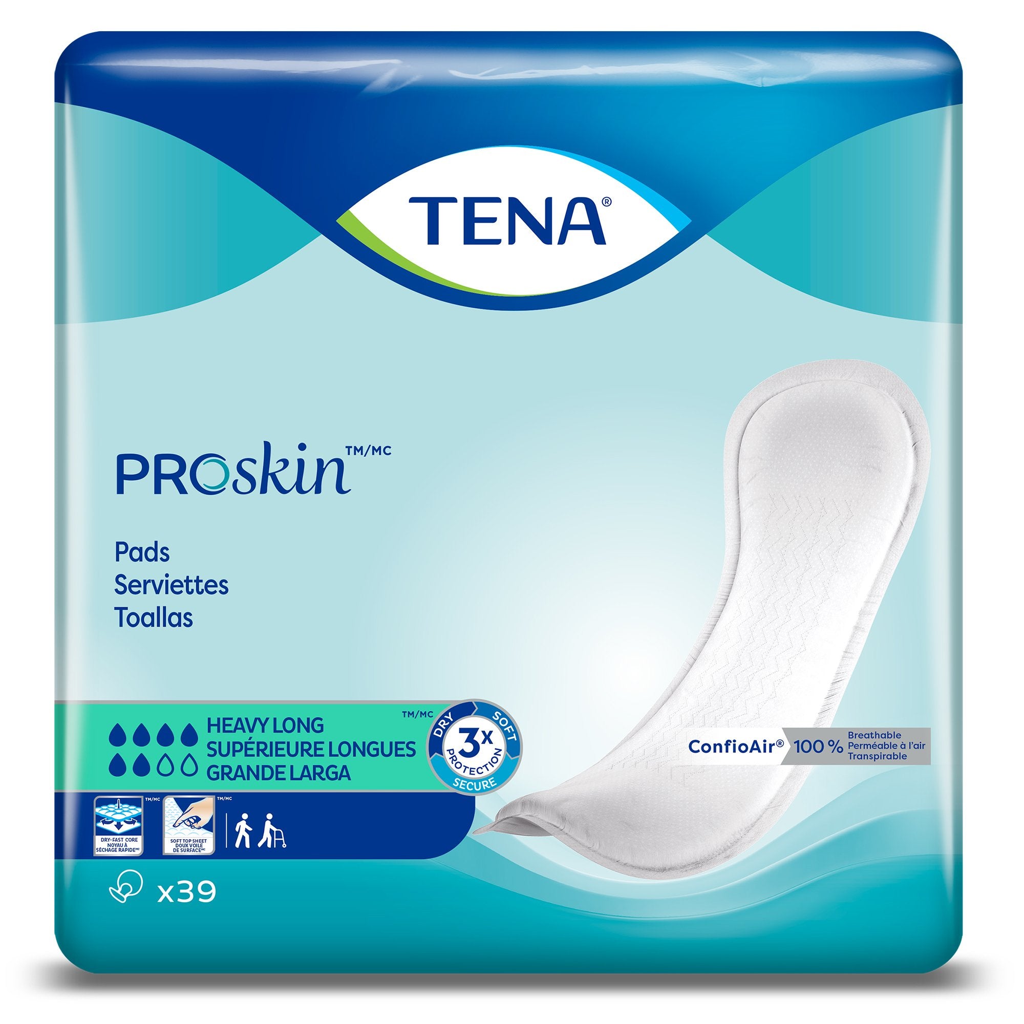 Essity HMS North America Inc - Bladder Control Pad TENA ProSkin™ Heavy Long 15 Inch Length Heavy Absorbency Dry-Fast Core™ One Size Fits Most [39/BG]