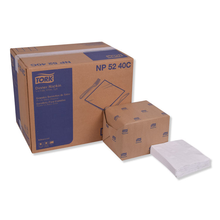 Tork - Advanced Dinner Napkins, 2-Ply, 15" x 16.25", White, 375/Pack, 8 Packs/Carton