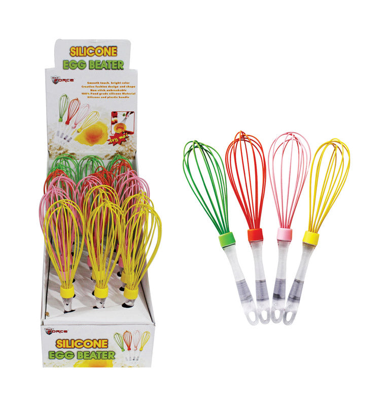 MAX FORCE - Max Force Assorted Colors Silicone Egg Beater/Wisk - Case of 18