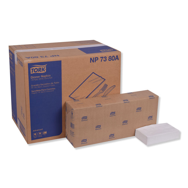 Tork - Advanced Dinner Napkin,3-Ply,17" x 16.125",1/8 Fold, White,1740/CT