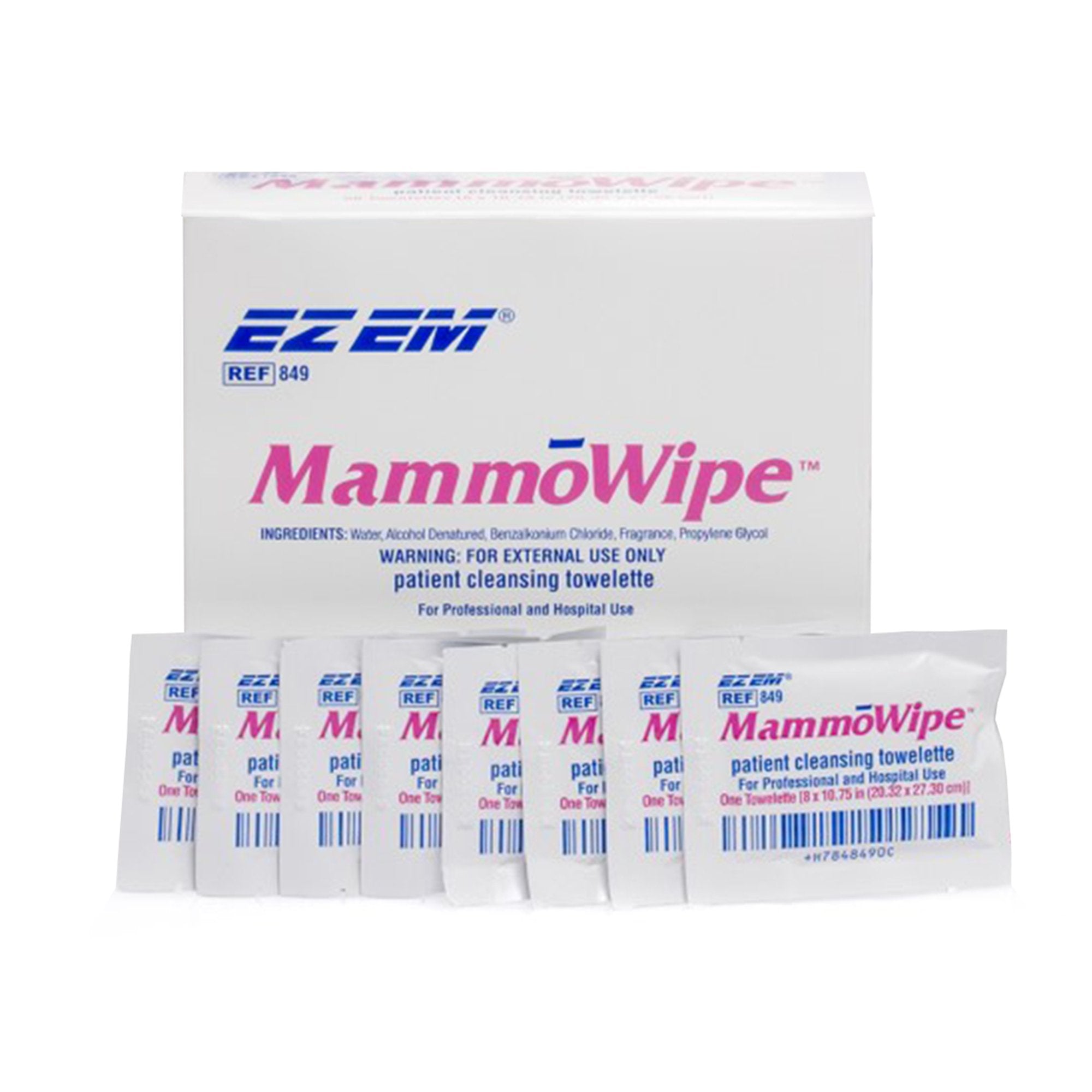 Bracco Diagnostics - Mammography Cleansing Towelette EZ EM Individual Packet Scented 50 Count [500/CS]