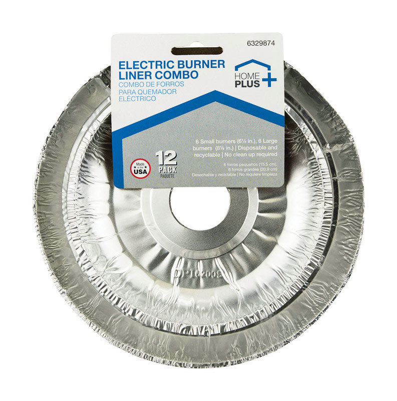 HOME PLUS - Home Plus Durable Foil Assorted in. W Electric Burner Liner Silver 12 pk - Case of 12