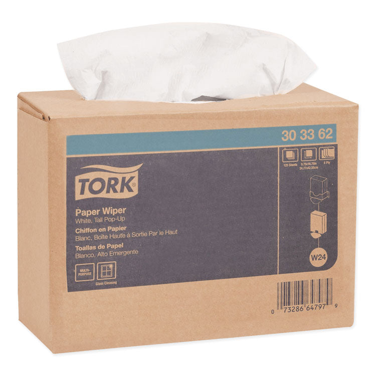 Tork - Multipurpose Paper Wiper, 4-Ply, 9.75 x 16.75, White, 125/Box, 8 Boxes/Carton