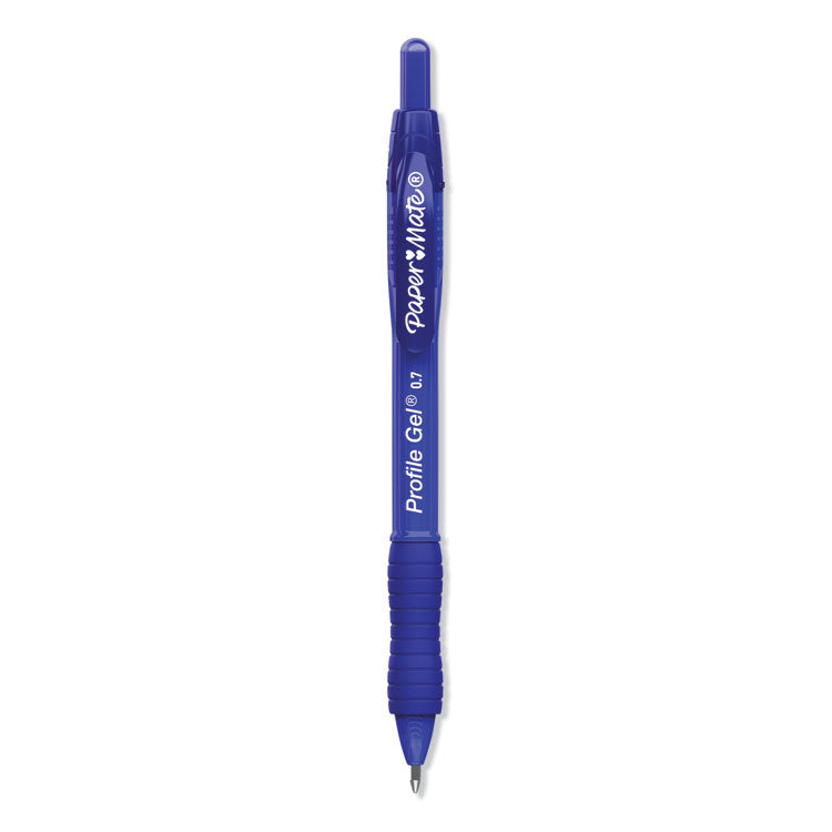 Paper Mate - Profile Gel Pen, Retractable, Medium 0.7 mm, Blue Ink, Translucent Blue Barrel, 36/Pack