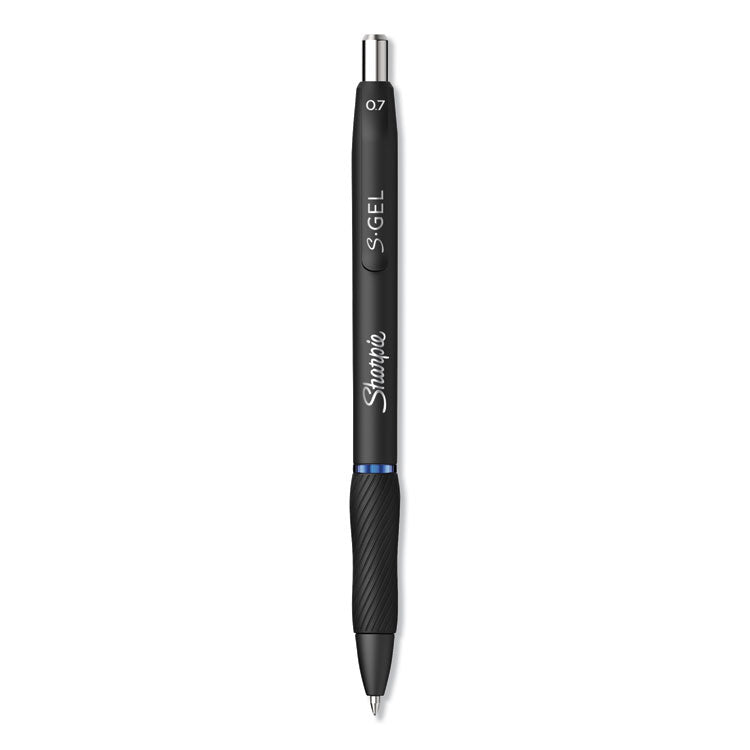 Sharpie S-Gel - S-Gel High-Performance Gel Pen, Retractable, Medium 0.7 mm, Blue Ink, Black Barrel, Dozen