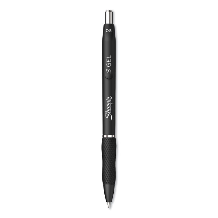 Sharpie S-Gel - S-Gel High-Performance Gel Pen, Retractable, Fine 0.5 mm, Black Ink, Black Barrel, Dozen