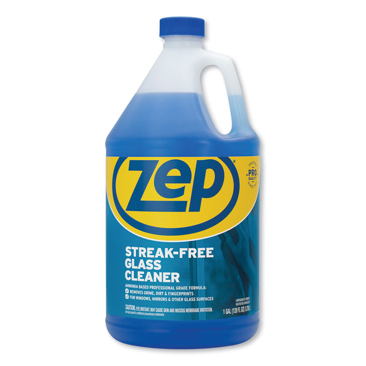 Zep Commercial - Streak-Free Glass Cleaner, Pleasant Scent, 1 gal Bottle, 4/Carton