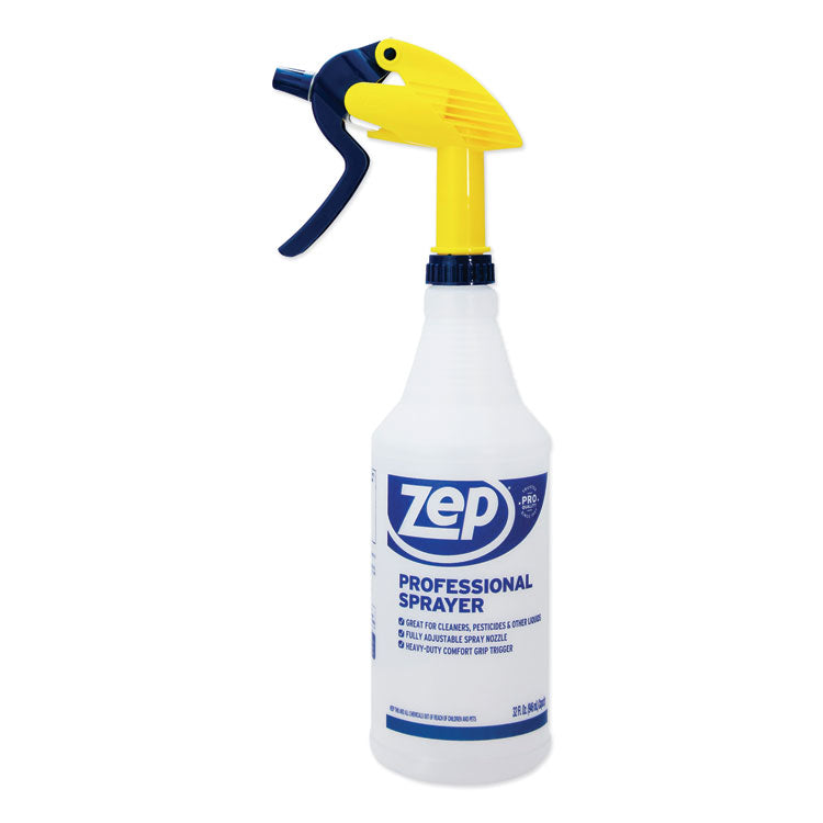 Zep Commercial - Professional Spray Bottle, 32 oz, Blue/Gold/Clear, 36/Carton